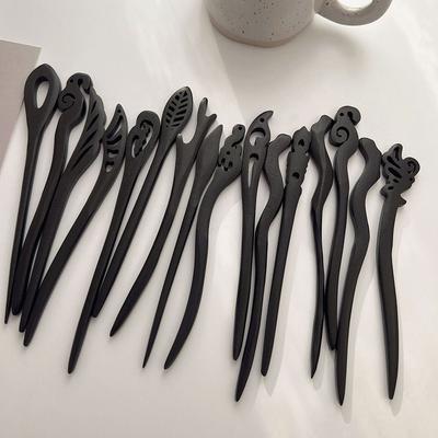 Hanfu Carved Headwear Ladies Hairpins Hair Accessories Chinese Style Hair Fork Wooden Hair Sticks