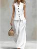 2026 European & American Summer V-neck Vest and Long Pants Fashion Set