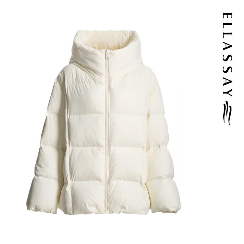 ELLASSAY Women's 2025 Winter Cloud-Feel Short Hooded Goose Down Puffer Jacket