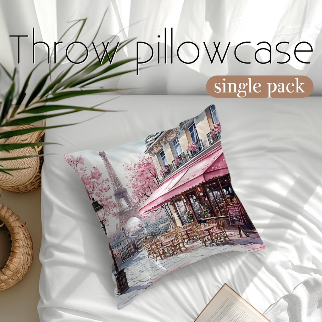 1pcs Landmark Buldings  Paris Pillowcase Square Bedroom Cushion Covers Zipper Living Soft Home Comfortable Decor 45x45cm