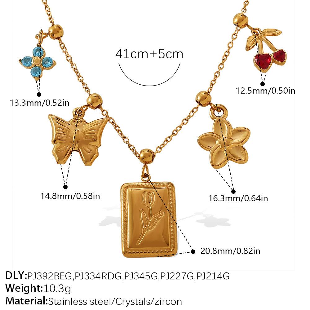 Niche seaside vacation style DIY mushroom pendant necklace stainless steel plated temperament necklace jewelry women