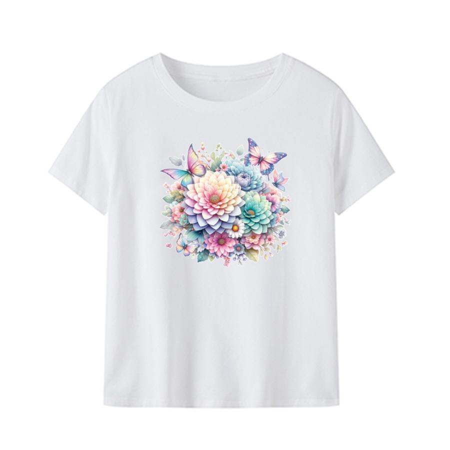 Beautiful Flowers Clothes Sticker For Girl Woman T-Shirt New Heat Transfer Garment Accessory Washable Diy Patch For Clothing
