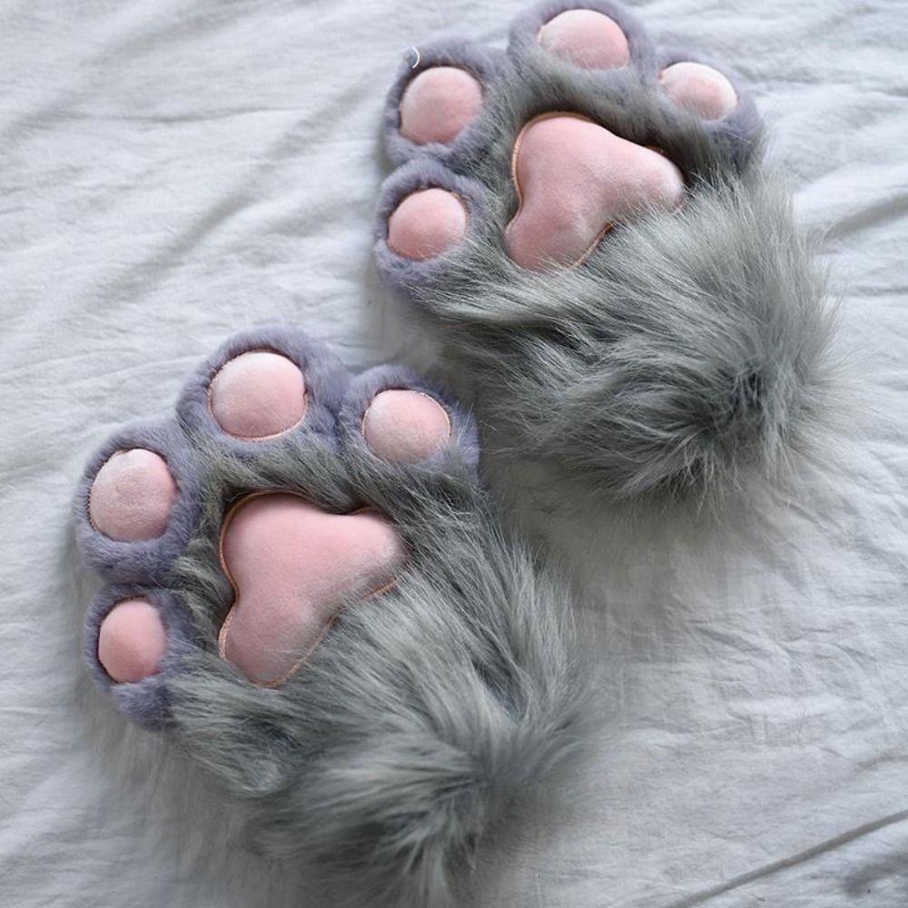 Knarriga Kig Plysch Kattpote Handskar Tecknad Kattklo Vantar Cosplay Kostymhandskar Cosplay Rekvisita