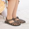 Sandali da Bambina in PVC Glitterato Gelatina Chiusura a Fibbia Scarpe Estive da Spiaggia Retro Intrecciate Traforate per Bambini Piccoli