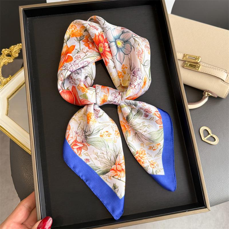

68cm Plant and Flower Scarf Spring and Summer Polyester Fiber Scarf for Women Outdoor Sun Protection Shawl Neck Gaiter Hijab синий