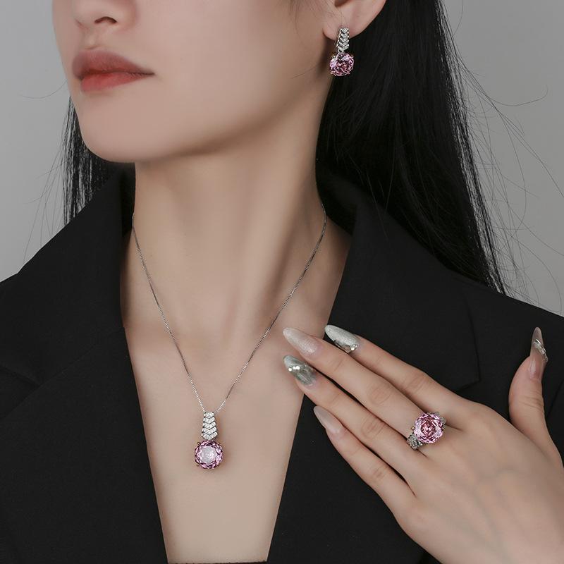 Jewelry Copper Bottom Gold-Plated Rose Cut Dry Rose Temperament Set Main Stone 14-12Mm