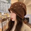 High-end Heavy Industry Handmade Pearl Fashion Knitted Hat Women's Autumn and Winter New Versatile Wool Hat Warm Ear Protection Hat Tide