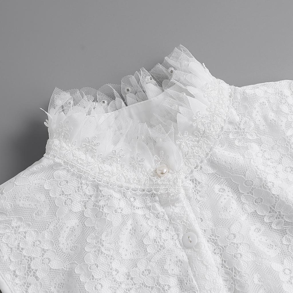 Chiffon Lace Fake Collar for Autumn Sweater Shirt High Stand Deatchable Collar Decoration Female Embroidery False Collar