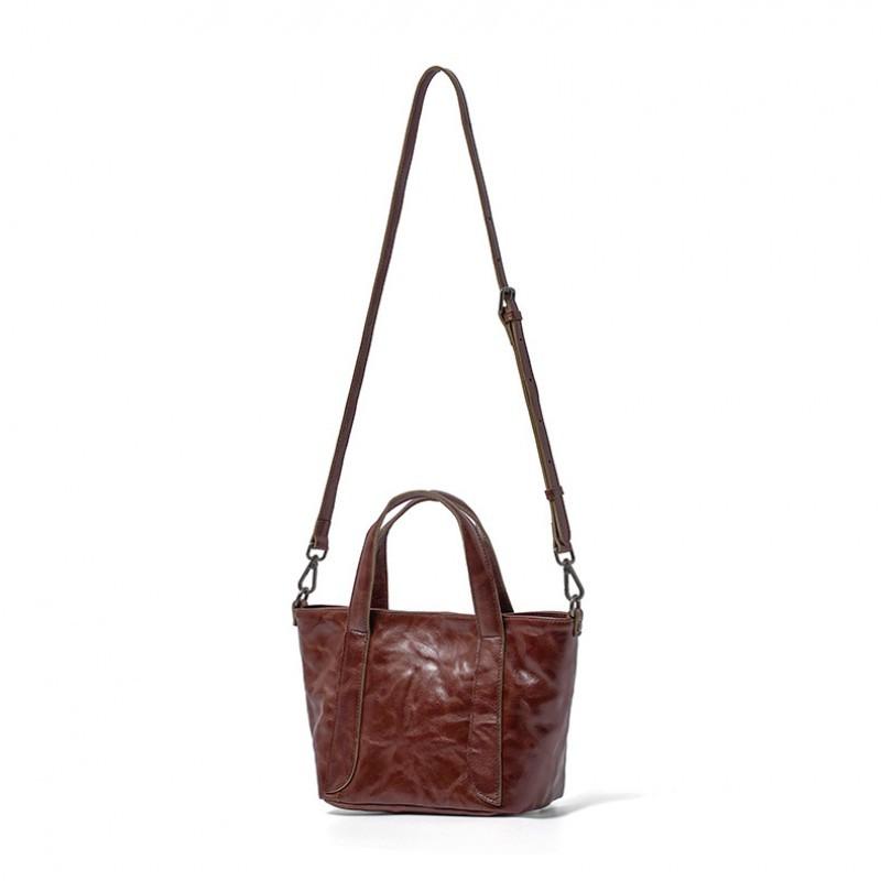 First Layer Of Tree Paste Tanned Cowhide Women's Bag Retro All-matching Portable Tote Cross-border New Leather Cross-shoulder