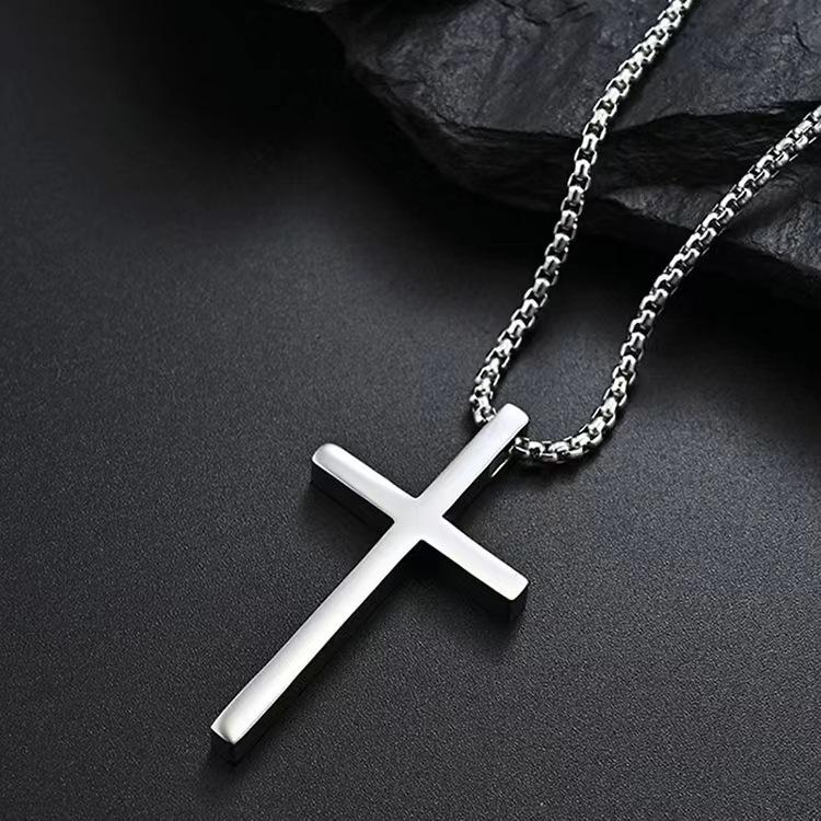 Cross Necklace Titanium Steel Men S Trendy Versatile Stainless Steel Cross Pendant Sweater Chain Accessories