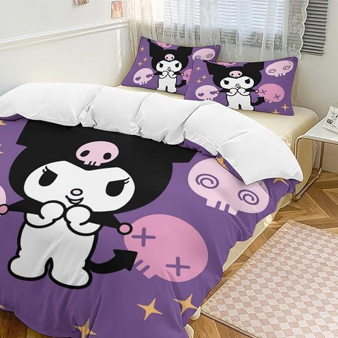 Heimtextilien Dreiteiliges Doppel Kulomie Cartoon Digitaldruck Steppdecke Kissenbezug Bettwäsche