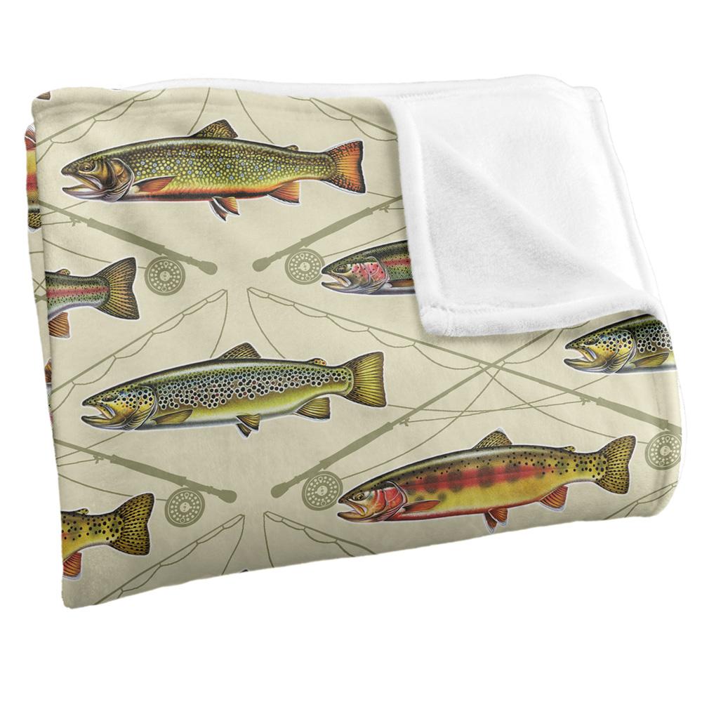 JQ Licensing Silky Trout Crossed Fishing Rods Supersoft Blanket