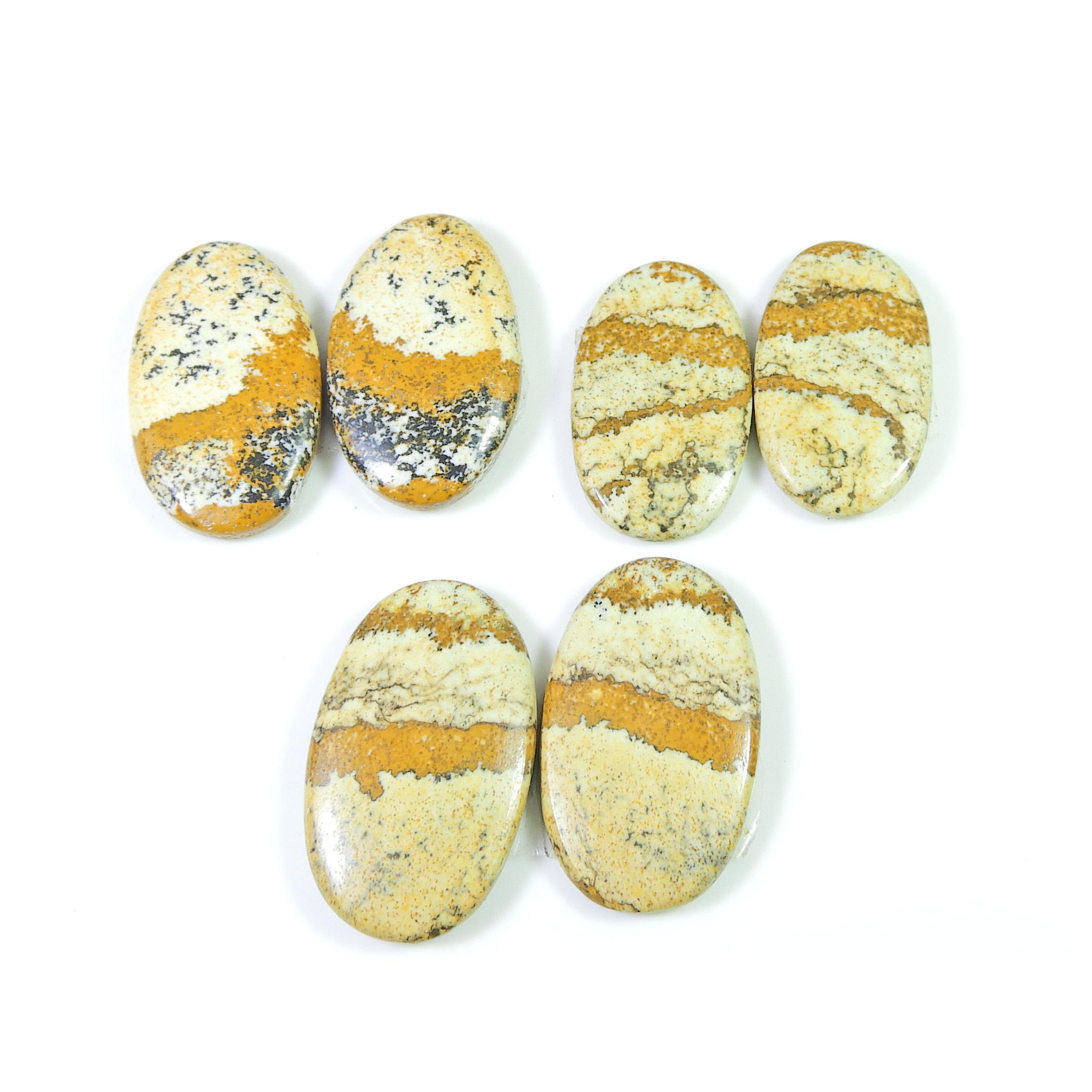 

Natural Picture Jasper Matched Pair 3 Pcs Oval Shape Loose Gemstone 23-26 MM SK-1514