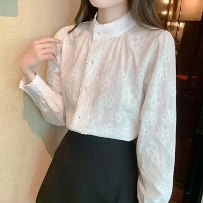 Fashion Long Sleeve Women Shirts Elegant Button Up Blouse Women Floral Office Lady Bottoming Tops Female Clothing 29630