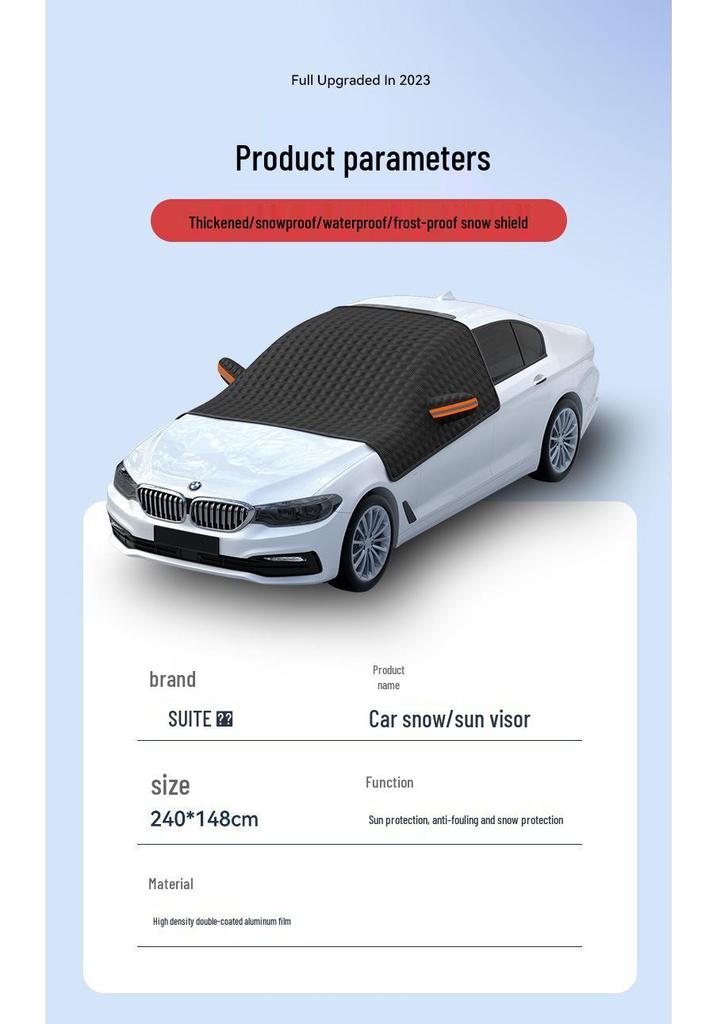 Thickened Windproof Car Snow Cover & Sun Shield - Winter Antifreeze Protection for Windshield