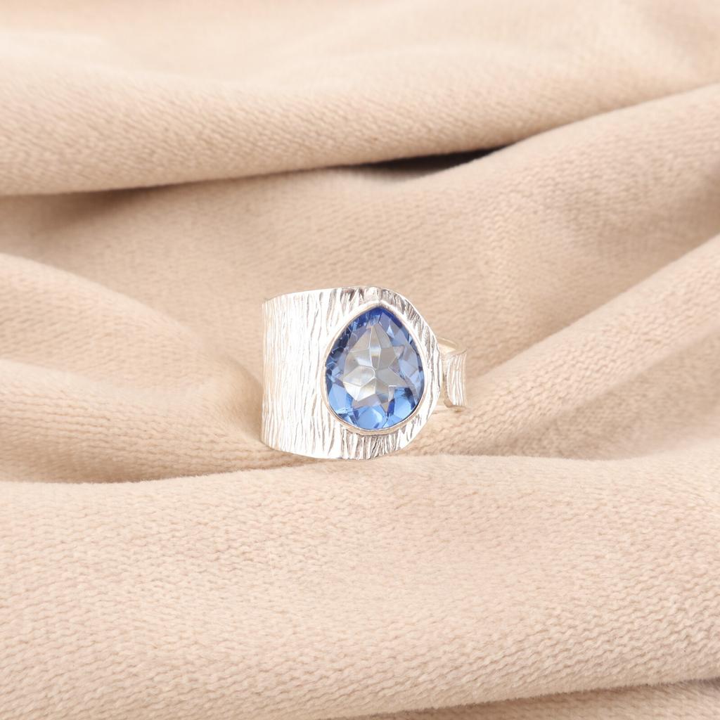 Tansanit Edelstein 925 Sterling Silber Handgefertigter Schmuck Damen Verlobungsring RR-63-6