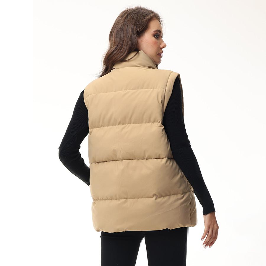 Women's Oversized Puffer Vest Stand Collar Zip Up Warm Sleeveless Coat For Spring Fall AJM-00001