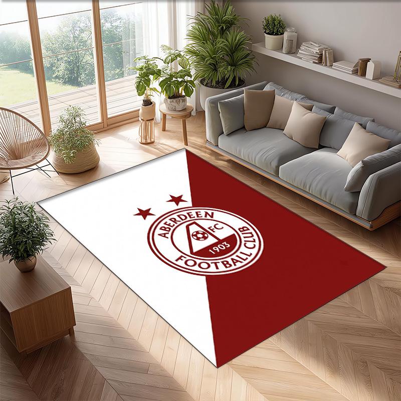 Aberdeen FC Soccer Football Pattern Soft Area Rug Non Slip Indoor Floor Carpet Sports Decor Mat for Bedroom