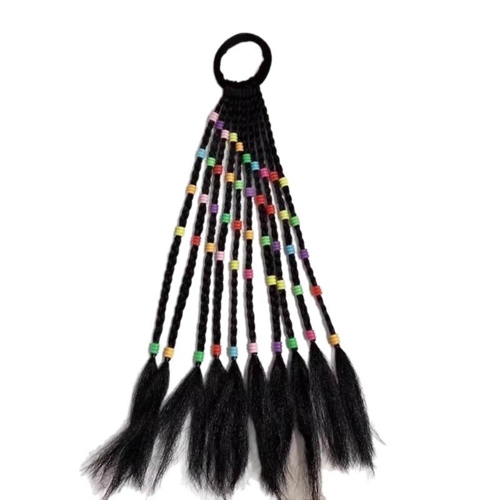 Cute Kids Braided Hair Rope Natural Girls Ponytail Headbands Children Wig Braids  Daily Use