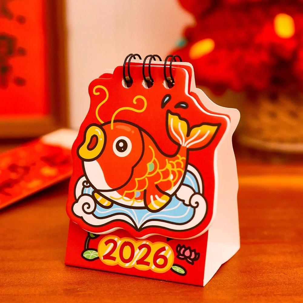 Simple Red Desk Calendar To Do List Cartoon Mini Calendar 2026 Coil Calendar Office School Home