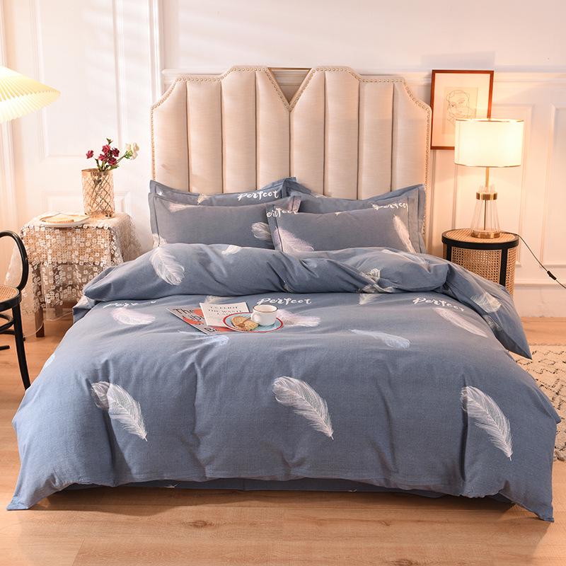 Thickened Brushed Pure Cotton Autumn/Winter Bedding Set - All-Season Universal (Four-Piece & Three-Piece Options)