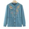 Langsha Elderly Women's Fleece-Lined Knit Cardigan Sweater