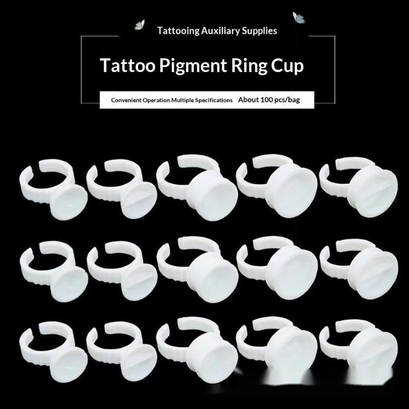 100Pcs Disposable Plastic Large Makeup Pigment Rings Tattoo Glue Holder For Nail Art Eyelash Extension