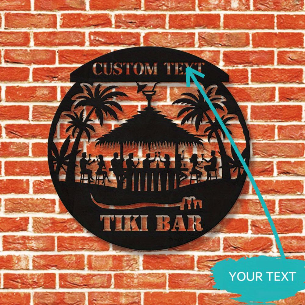 Vintage Metal Tiki Wall Art Personalized Bar Decor Indoor Outdoor Sign