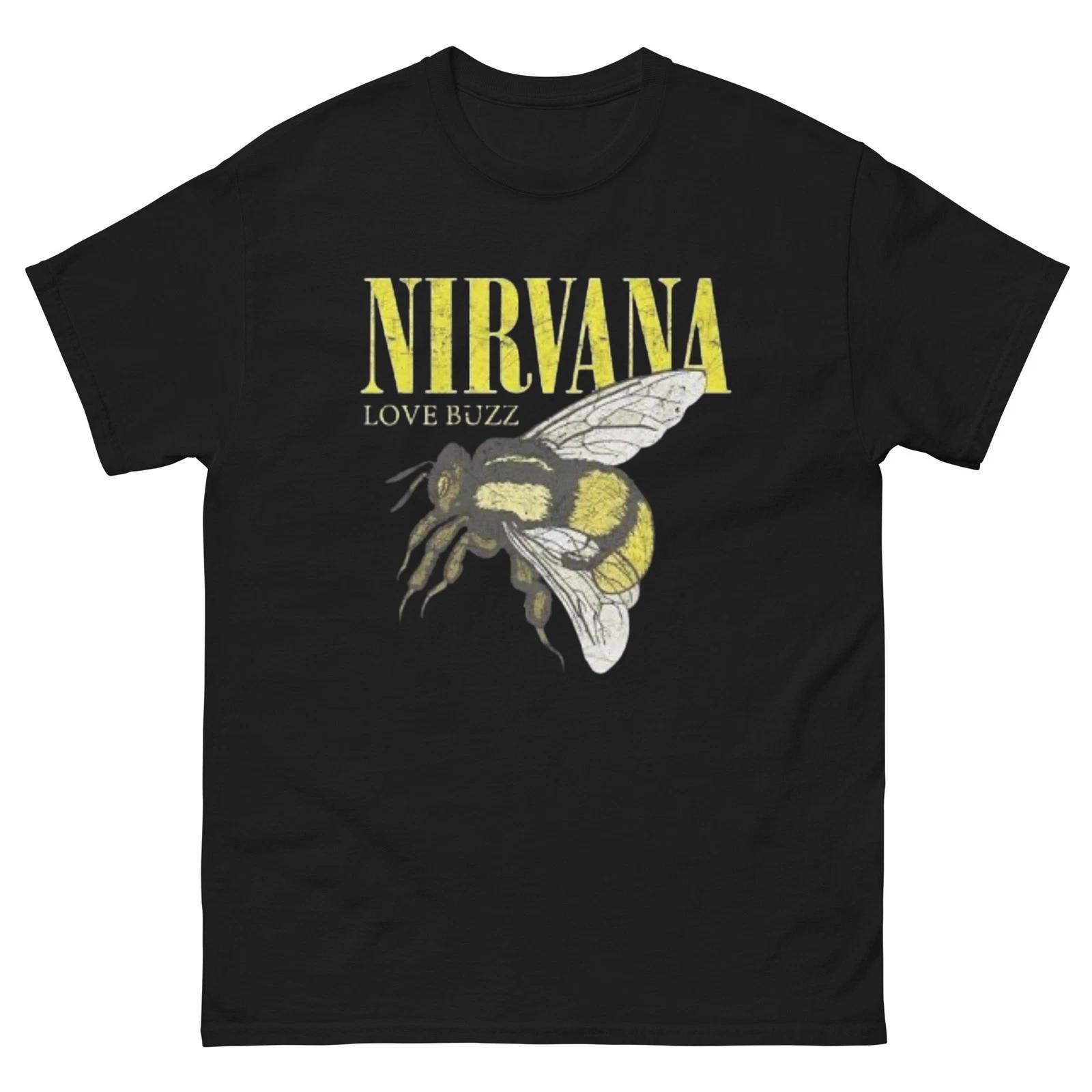 Футболка Nirvana Love Buzz Винтажная гранж-футболка Y2K Рок-пчела Графика 2XL