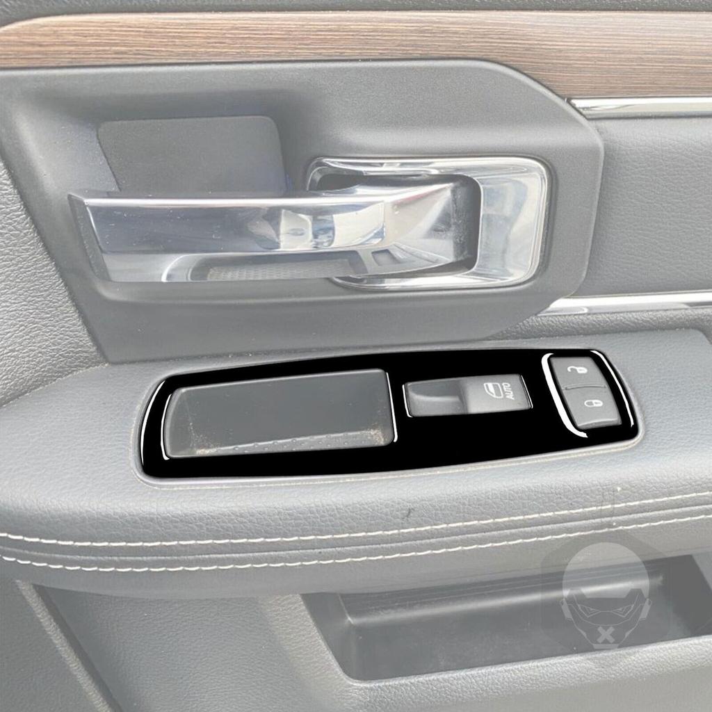 2Pcs Glossy Piano Black Window Lift Switch Cover For RAM 1500 2500 3500 2013-15