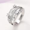 Huitan Multi-layer Cross Finger Ring with Sparkling Cubic Zirconia New Wedding Rings for Women Modern Fashion Female Jewelry