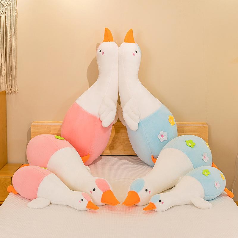 Cute Cherry Blossom Goose Throw Pillow Plush Toy Girl Bed Sleeping Doll Night Market Stall Doll