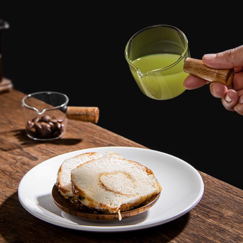Shangqi Borosilicate Glass Milk & Espresso Jug with Scale and Wooden Handle