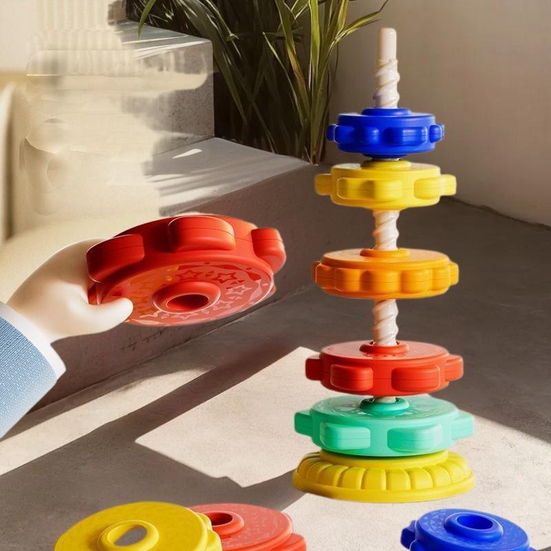 Jeu de Tour Montessori pour Bébé; Puzzle Arc-en-ciel à Tourner et Empiler; Développement des habiletés motrices; Cadeau pour enfants