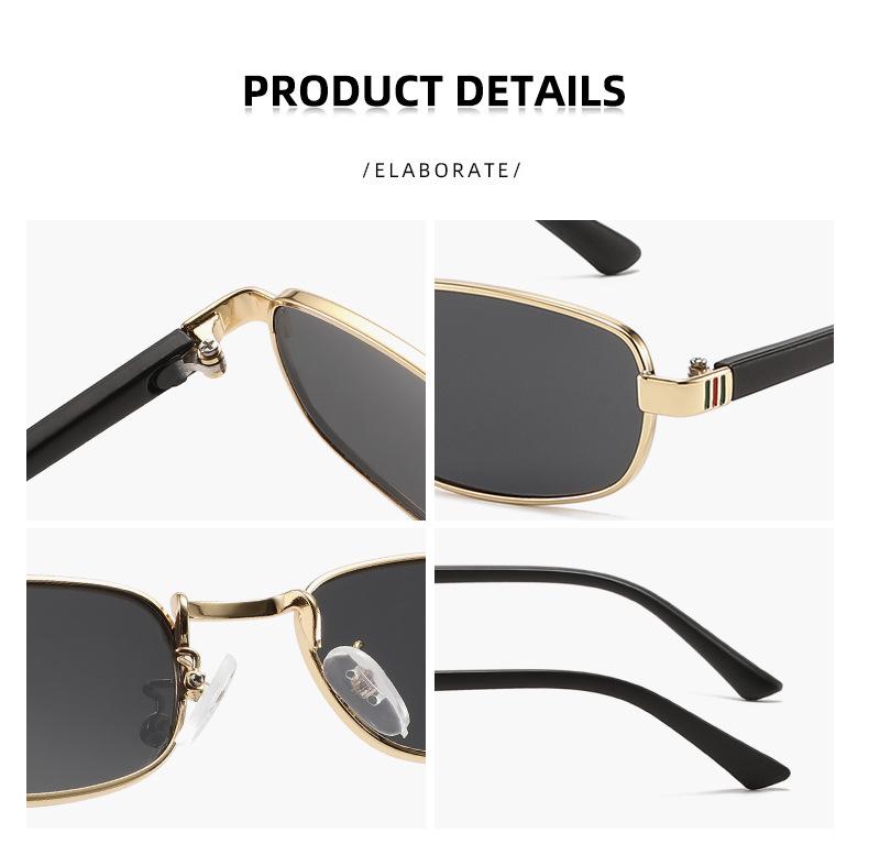 Vintage European & American Small Square Metal Sunglasses - Women's Trendy, Versatile Retro Style