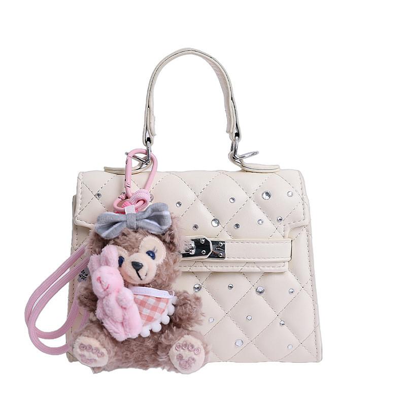 

Small Pu Lattice Texture Handbag For Summer Urban Casual Women білий