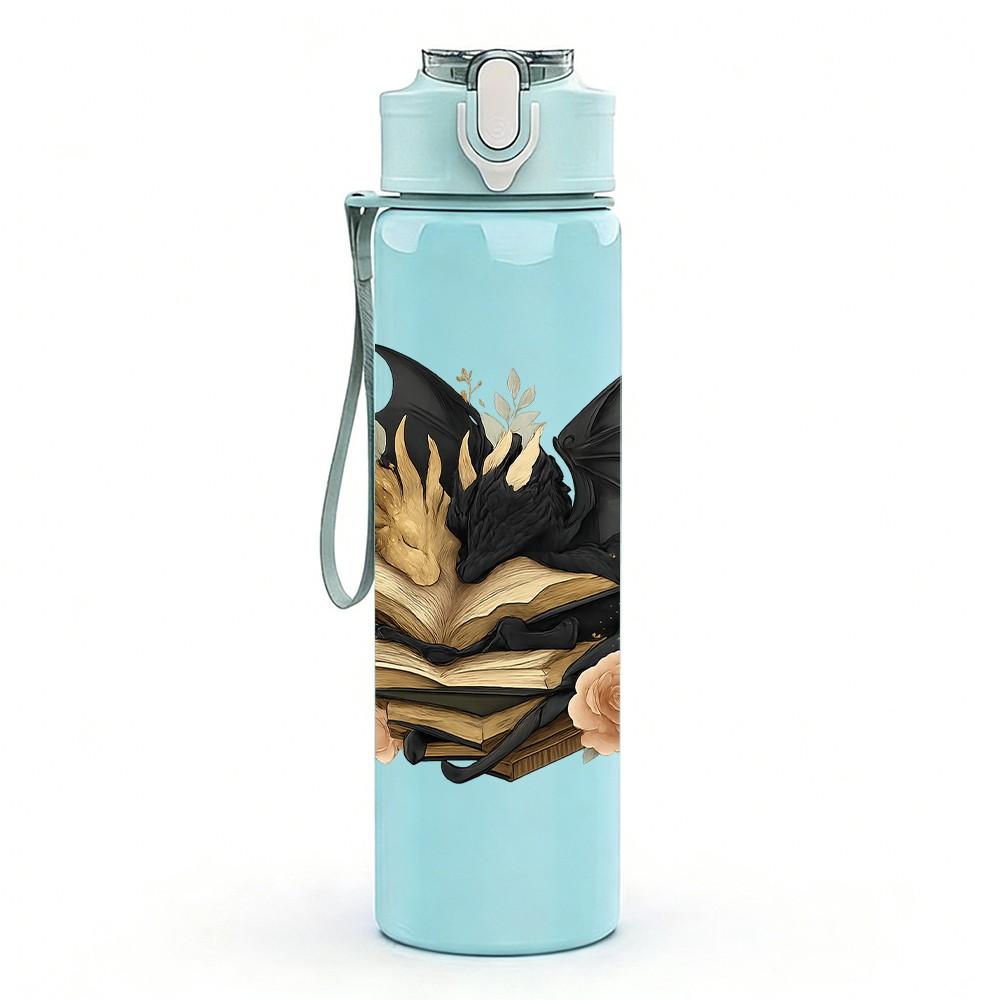 1PC Twisted Dragon Art 750ml Color Plastic Sports Water Bottle Leakproof Flip Straw Lid Suitable for Sports Office Home Use