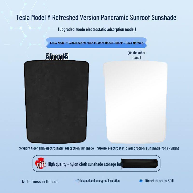 Tesla Model Y/3 Sunroof Suede Sunshade: Heat Insulation & UV Protection