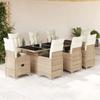VidaXL Garden Bistro Set 9 Pcs Beige Cushions Poly Rattan 3277299