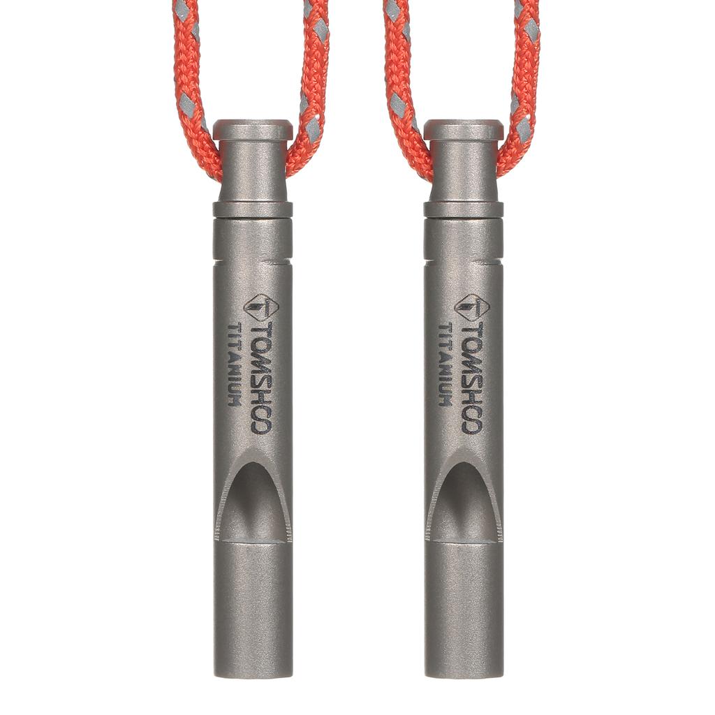 TOMSHOO Ultralight Titanium Emergency Whistle with Cord Outdoor Survival Camping Hiking Exploring