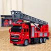 Fire Truck Alloy Inertia Pullback Toy With Rotatable Ladder For Kids Play And Handson Interaction