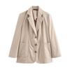 Fashion Style 2024 Autumn New Women's Clothing All-Match Commute Linen Blended Loose Suit Jacket 8169586