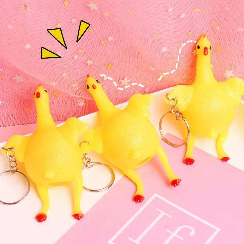Funny Egg Laying Chicken Novelty Squeezable Small Toy, for Relieve Stress Prank Props, Kids Birthday Party Favors Pinata Filling