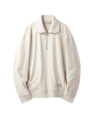 BROMPTON LONDON Organic Cotton Half Zip Sweatshirt - Ivory (P241Msw536)