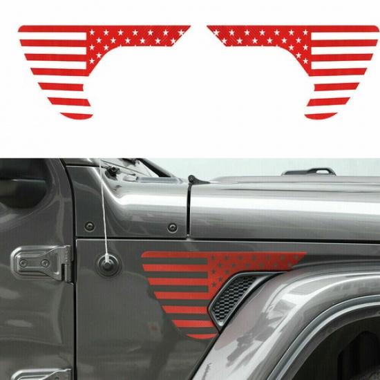 Side Fender Air Vent Decal Trim Sticker For Jeep Wrangler JL JT Red Carbon Fiber