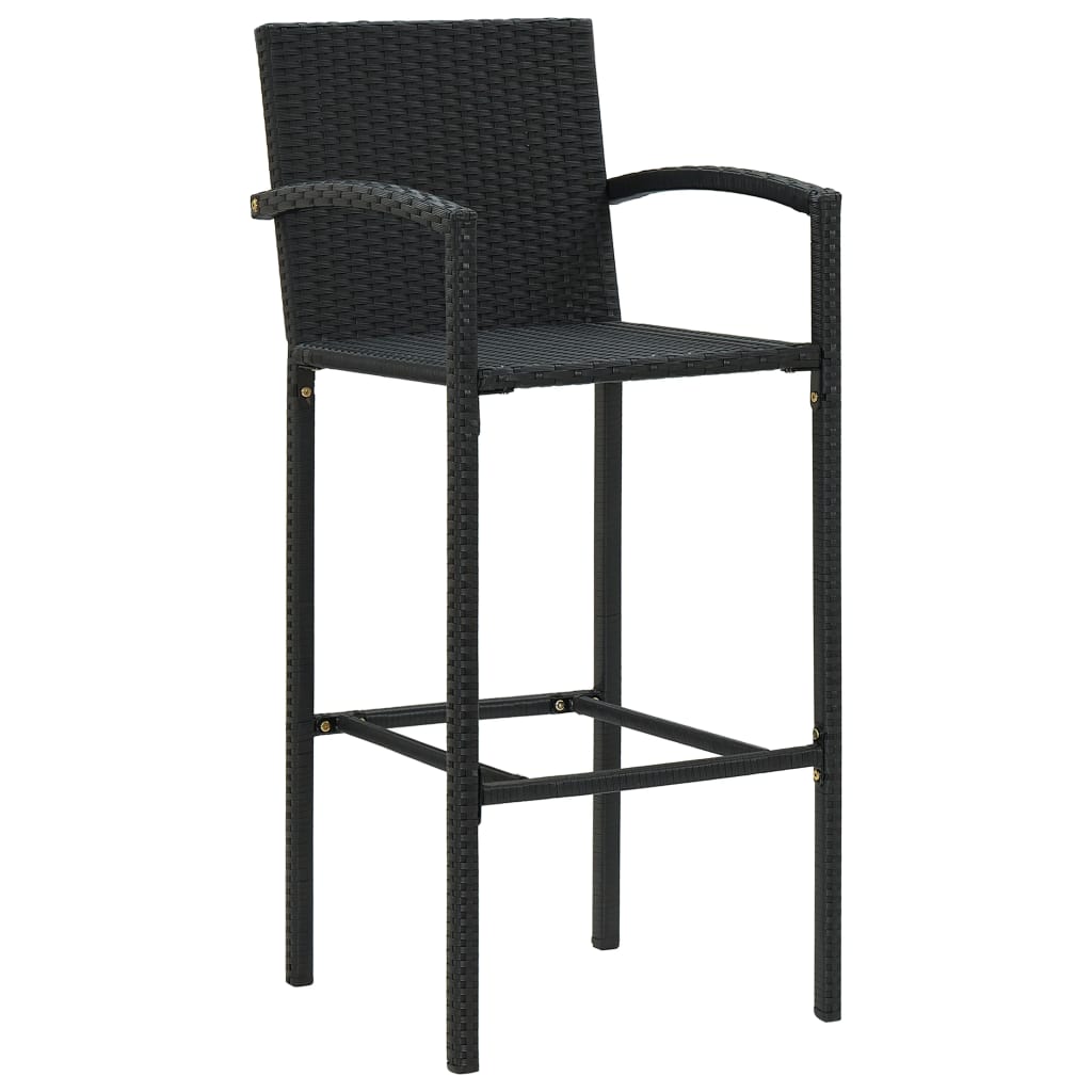 Bar Stool Set 4 Pieces Black Poly Rattan