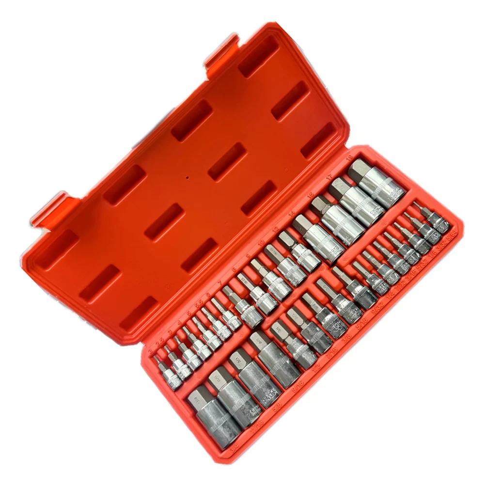 32pcs Hexagonal Bit Socket Set With 5/64-turn, 3/4-turn, And 2-turn 19mm Bit Sockets, Torque Wrench Adapters Hand Wrench Socket