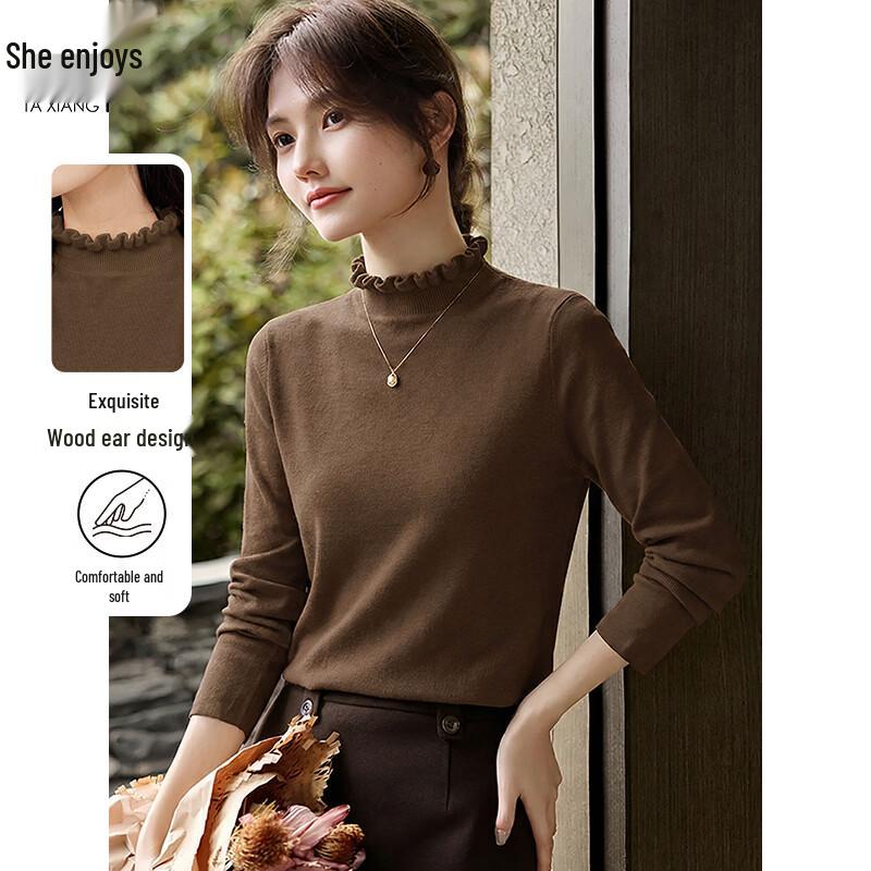 Women s Ruffle Mock Neck Knit Top M