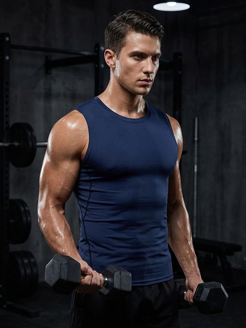 Men s Compression Tank Tops Gym Workout Running Sport Vest Summer Athletic Sleeveless Undershirt Base Layer Quick Dry Stretchy S