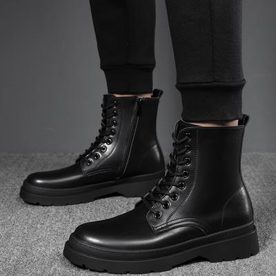 Fashion Men Casual Stage Nightclub Dress Platform Boots Black Autumn Winter Shoes Cowboy Original Leather Boot Handsome Motorcycle Botas